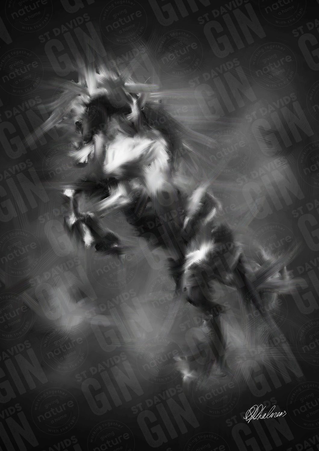 St Davids Gin:'Rearing Stallion' Mounted Print